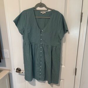 Madewell Teal Button-Front Mini Dress